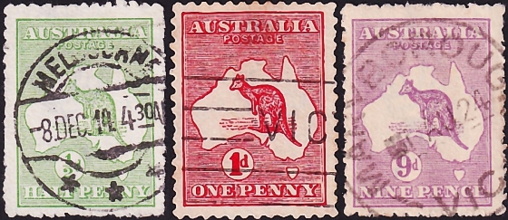 Австралия 1913 год . Кенгуру и карта , часть серии . Каталог 35,50 фунтов 